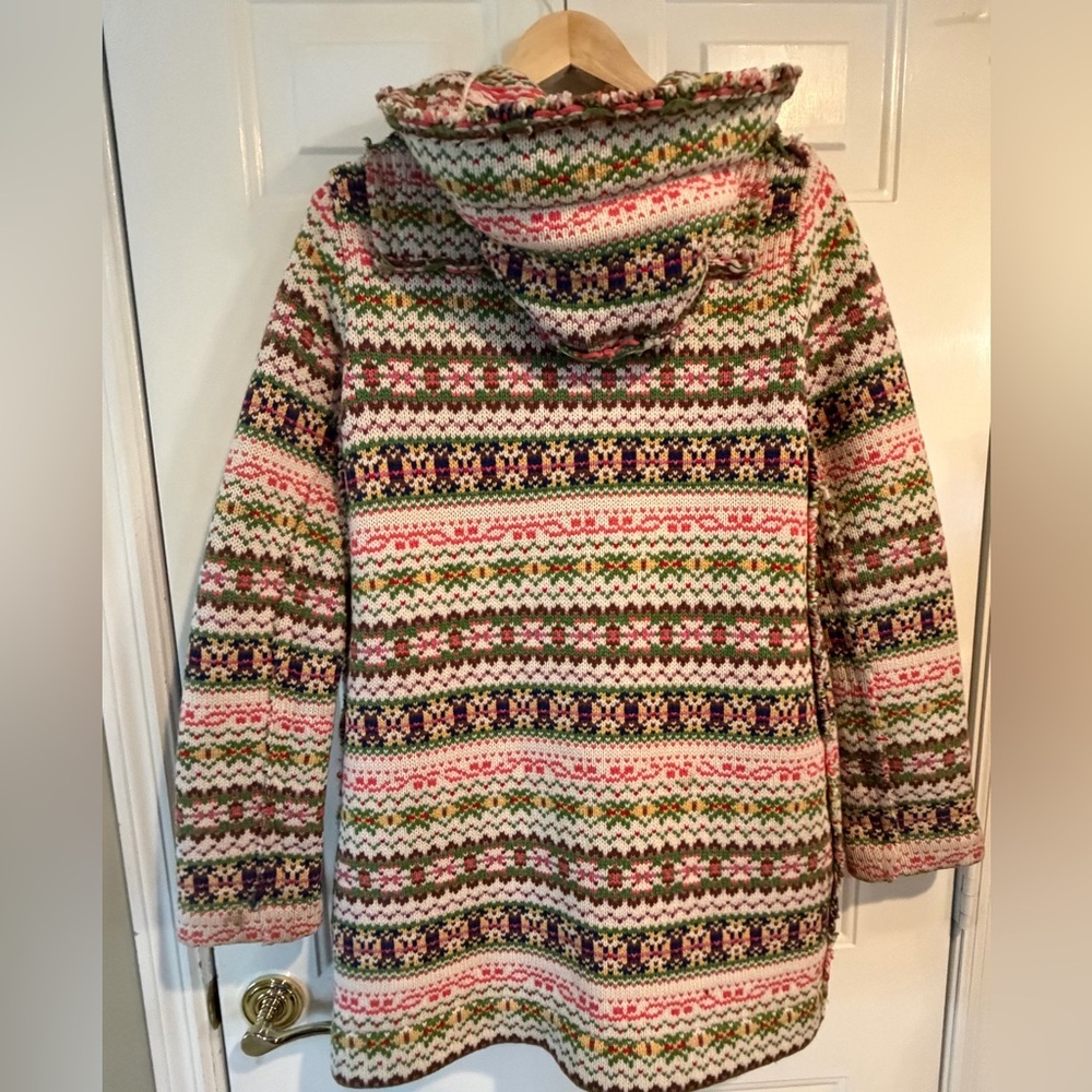 Anthropologie Vintage Sparrow 100% Lambs Wool Fair Isle Coat Women’s Small - Picture 9 of 13